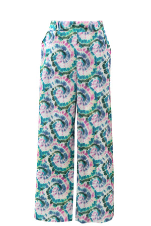 Swirl Pants- Blue/Pink Print